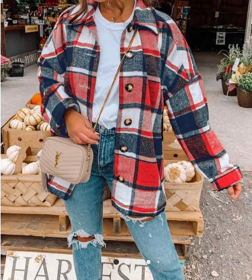 Plaid Flannel Shacket Jacket